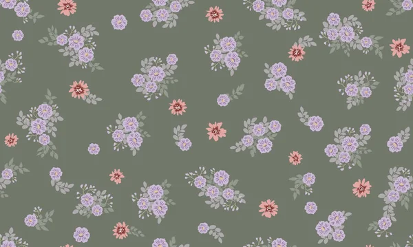 Pola Awam Mulus Dalam Flowers Floral Kecil Latar Belakang Tekstil - Stok Vektor