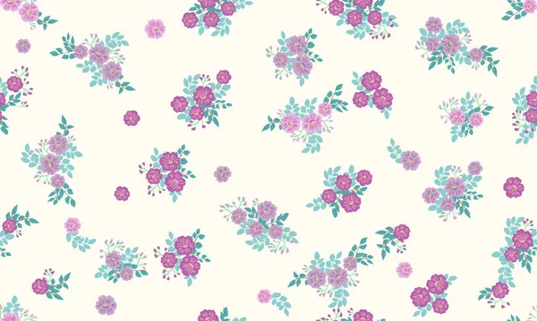 Sömlöst Folkmönster Små Vilda Blommor Blommig Bakgrund För Textil Tapet — Stock vektor