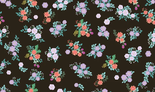 Motif Folklorique Sans Couture Dans Petites Fleurs Sauvages Fond Floral — Image vectorielle