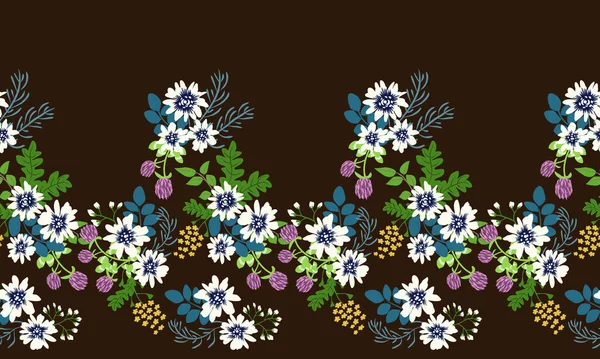 Patrón Folclórico Sin Costuras Pequeñas Flores Silvestres Millefleurs Estilo Country — Vector de stock