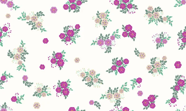 Naadloos Folk Patroon Kleine Wilde Bloemen Bloemenachtergrond Voor Textiel Behang — Stockvector