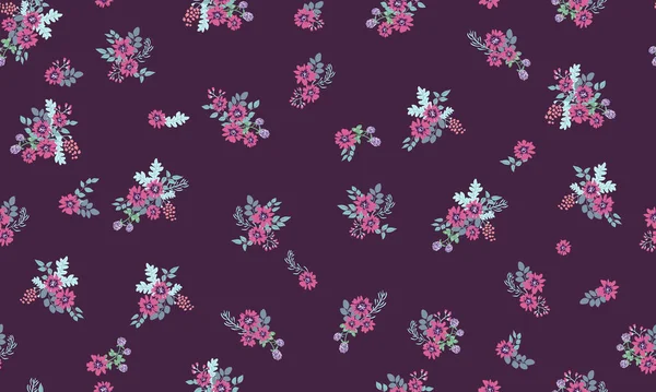 Motif Folklorique Sans Couture Dans Petites Fleurs Sauvages Fond Floral — Image vectorielle