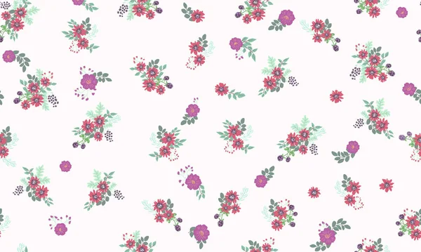 Patrón Popular Sin Costuras Pequeñas Flores Silvestres Fondo Floral Para — Vector de stock