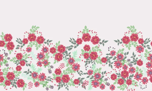 Seamless Folk Pattern Small Wild Flowers Floral Background Textile Wallpaper — Stock Vector