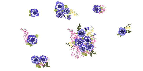 Rozkošný Bezešvý Vzor Malými Květinami Roztomilých Petúnií Pravidelný Rozkaz Millefleurs — Stockový vektor