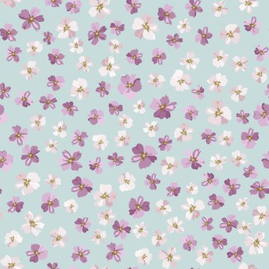 Karmaşık katmanlı çiçek desenli küçük dogroses çiçekleri. Moda Millefleur 'ları. Moda baskıları için zarif bir şablon.