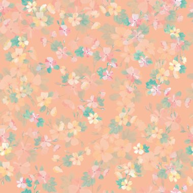 Karmaşık katmanlı çiçek desenli küçük dogroses çiçekleri. Moda Millefleur 'ları. Moda baskıları için zarif bir şablon.