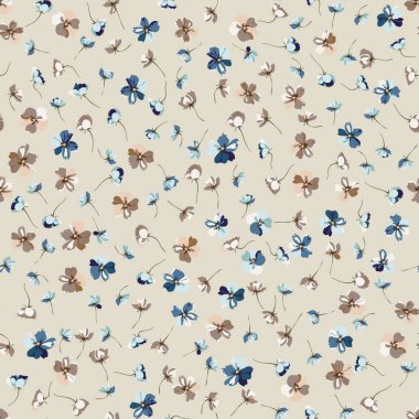 Karmaşık katmanlı çiçek desenli küçük dogroses çiçekleri. Moda Millefleur 'ları. Moda baskıları için zarif bir şablon.