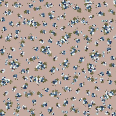 Karmaşık katmanlı çiçek desenli küçük dogroses çiçekleri. Moda Millefleur 'ları. Moda baskıları için zarif bir şablon.