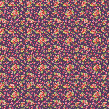 Karmaşık katmanlı çiçek desenli küçük dogroses çiçekleri. Moda Millefleur 'ları. Moda baskıları için zarif bir şablon.