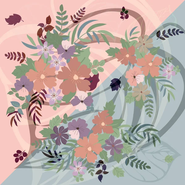 スカーフの花柄 バンダナ パレオ ホームテキスタイルデザイン ショールプリント テキスタイル カバーの抽象的な背景 — ストックベクタ