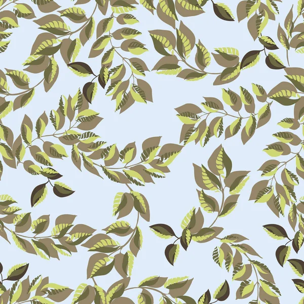 Эко Отпечаток Осенних Листьев Бесшовный Цветочный Узор Листьев Золы Березы — стоковый вектор