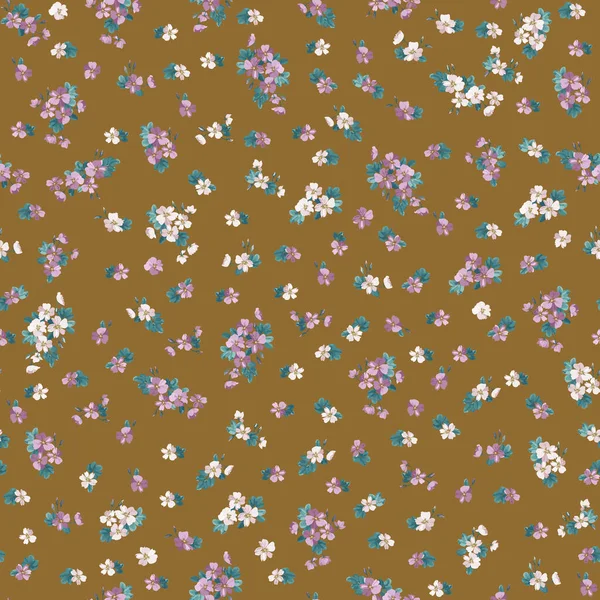 Сложный Многослойный Цветочный Узор Мелких Цветках Догроз Модные Миллефлёры Элегантный — стоковый вектор