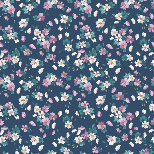 ドッバラの小さな花に複雑な多段の花模様 トレンディ ミルフルール ファッションプリントのためのエレガントなテンプレート — ストックベクタ