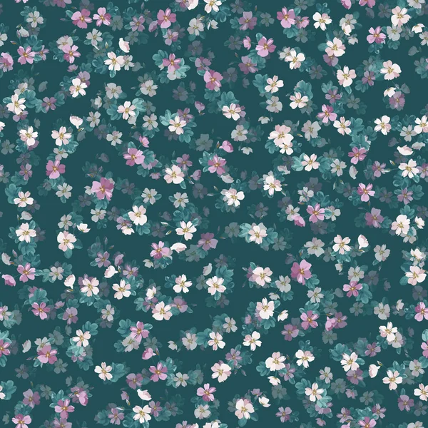 Karmaşık katmanlı çiçek desenli küçük dogroses çiçekleri. Moda Millefleur 'ları. Moda baskıları için zarif bir şablon.