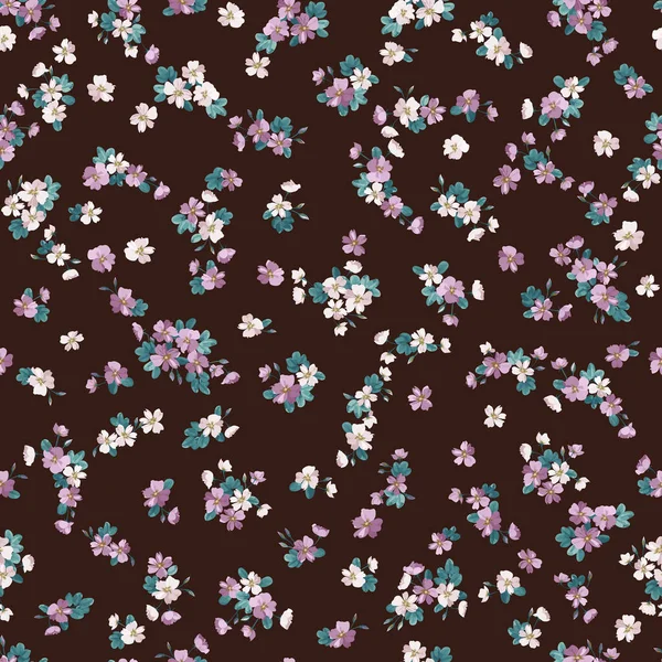 Karmaşık katmanlı çiçek desenli küçük dogroses çiçekleri. Moda Millefleur 'ları. Moda baskıları için zarif bir şablon.