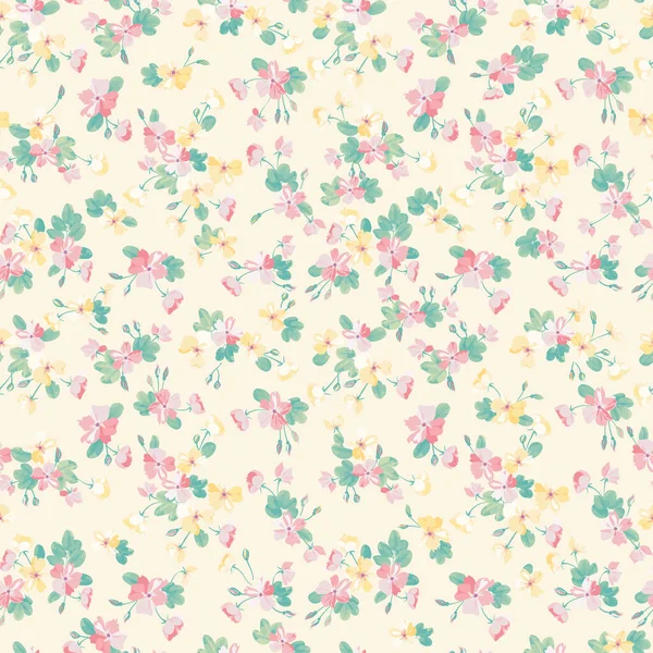 Patrón Floral Complejo Múltiples Capas Pequeñas Flores Dogroses Millefleurs Moda — Vector de stock