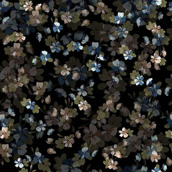Karmaşık katmanlı çiçek desenli küçük dogroses çiçekleri. Moda Millefleur 'ları. Moda baskıları için zarif bir şablon.