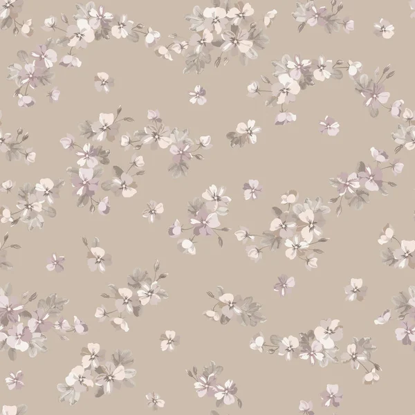 Karmaşık katmanlı çiçek desenli küçük dogroses çiçekleri. Moda Millefleur 'ları. Moda baskıları için zarif bir şablon.