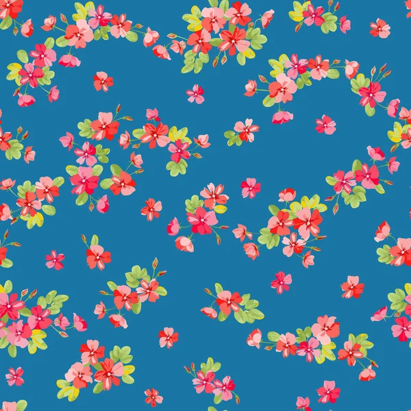 Komplexní Vícevrstvý Květinový Vzor Malých Květinách Dogrosů Trendy Millefleurs Elegantní — Stockový vektor