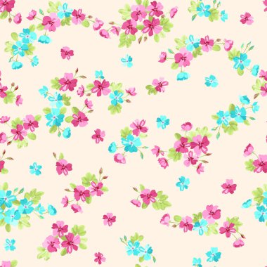 Karmaşık katmanlı çiçek desenli küçük dogroses çiçekleri. Moda Millefleur 'ları. Moda baskıları için zarif bir şablon.