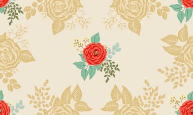 Antik güller ve dallardan oluşan küçük sevimli çiçeklerdeki pürüzsüz desen. Chabby şık millefleur 'lar. Tekstil, duvar kağıdı, kapaklar, yüzey, baskı, hediye paketi, hatıra defteri, dekupaj.