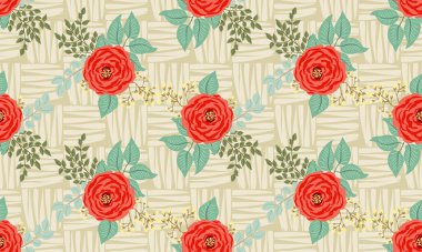 Antik güller ve dallardan oluşan küçük sevimli çiçeklerdeki pürüzsüz desen. Chabby şık millefleur 'lar. Tekstil, duvar kağıdı, kapaklar, yüzey, baskı, hediye paketi, hatıra defteri, dekupaj.