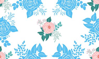 Antik güller ve dallardan oluşan küçük sevimli çiçeklerdeki pürüzsüz desen. Chabby şık millefleur 'lar. Tekstil, duvar kağıdı, kapaklar, yüzey, baskı, hediye paketi, hatıra defteri, dekupaj.