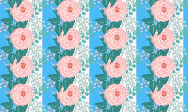 Çizgili çiçek deseni. Ev tekstili, duvar kâğıtları, kapaklar, imalat için güzel bir baskı.