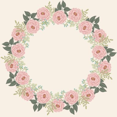 Şirin çiçeklerin çiçekli yuvarlak çerçevesi. Tebrik kartı şablonu. Poster, tişört, yastık, ev dekorasyonu için tasarım. Yaz yabani çiçekleri.