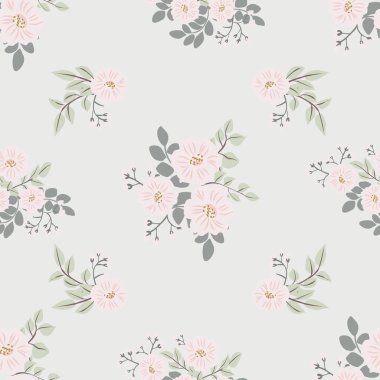 Küçük yabani çiçeklerdeki kusursuz halk raster deseni. Taşra tarzı millefleurlar. Tekstil, duvar kâğıdı, desen dolguları, kapaklar, yüzey, baskı, yapıştırma, yapıştırma kitabı, dekupaj için çiçek çayırı arka planı.