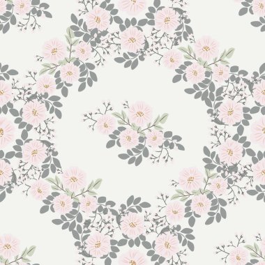 Küçük yabani çiçeklerdeki kusursuz halk raster deseni. Taşra tarzı millefleurlar. Tekstil, duvar kâğıdı, desen dolguları, kapaklar, yüzey, baskı, yapıştırma, yapıştırma kitabı, dekupaj için çiçek çayırı arka planı.