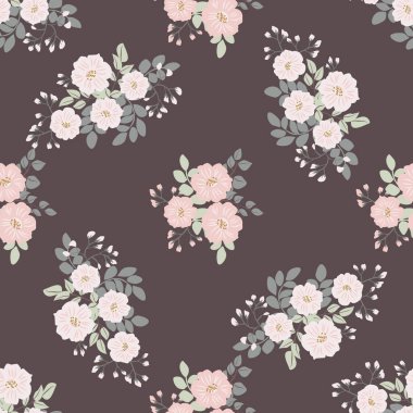 Küçük yabani çiçeklerdeki kusursuz halk raster deseni. Taşra tarzı millefleurlar. Tekstil, duvar kâğıdı, desen dolguları, kapaklar, yüzey, baskı, yapıştırma, yapıştırma kitabı, dekupaj için çiçek çayırı arka planı.