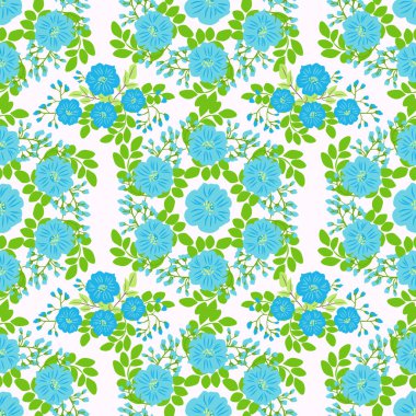 Küçük yabani çiçeklerdeki kusursuz halk raster deseni. Taşra tarzı millefleurlar. Tekstil, duvar kâğıdı, desen dolguları, kapaklar, yüzey, baskı, yapıştırma, yapıştırma kitabı, dekupaj için çiçek çayırı arka planı.