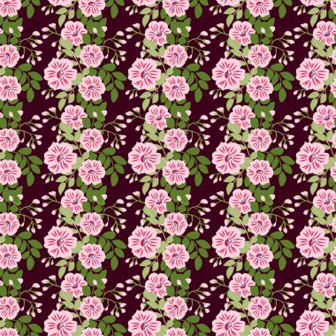 Antika halk çiçekleriyle kusursuz bitki deseni. Pejmürde şık millefleurlar. Tekstil, duvar kağıdı, kapaklar için çiçek arkaplanı, yüzey, baskı, paket, kupür defteri, dekupaj.