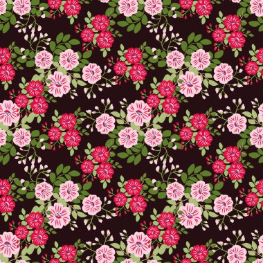 Antika halk çiçekleriyle kusursuz bitki deseni. Pejmürde şık millefleurlar. Tekstil, duvar kağıdı, kapaklar için çiçek arkaplanı, yüzey, baskı, paket, kupür defteri, dekupaj.