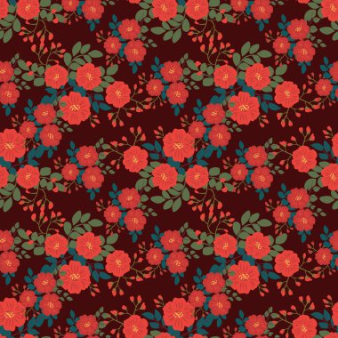 Küçük çiçeklerdeki kusursuz desen. Taşra tarzı millefleurlar. Tekstil, duvar kâğıdı, şablon dolguları, kapaklar, yüzey, baskı, hediye paketi, hatıra defteri, dekupaj. Düzenli düzen.