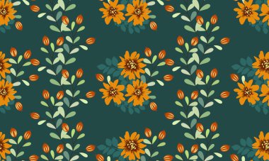 Antika halk çiçekleriyle kusursuz bitki deseni. Pejmürde şık millefleurlar. Tekstil, duvar kağıdı, kapaklar için çiçek arkaplanı, yüzey, baskı, paket, kupür defteri, dekupaj.