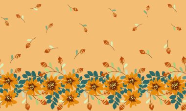 Antika halk çiçekleriyle kusursuz bitki deseni. Pejmürde şık millefleurlar. Tekstil, duvar kağıdı, kapaklar için çiçek arkaplanı, yüzey, baskı, paket, kupür defteri, dekupaj.