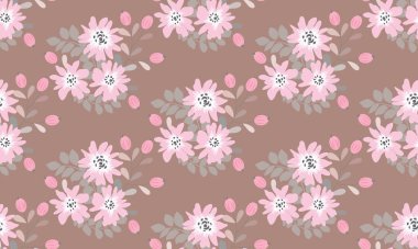 Antika halk çiçekleriyle kusursuz bitki deseni. Pejmürde şık millefleurlar. Tekstil, duvar kağıdı, kapaklar için çiçek arkaplanı, yüzey, baskı, paket, kupür defteri, dekupaj.