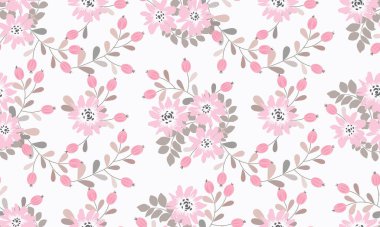 Antika halk çiçekleriyle kusursuz bitki deseni. Pejmürde şık millefleurlar. Tekstil, duvar kağıdı, kapaklar için çiçek arkaplanı, yüzey, baskı, paket, kupür defteri, dekupaj.