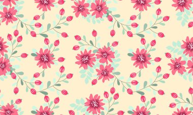 Antika halk çiçekleriyle kusursuz bitki deseni. Pejmürde şık millefleurlar. Tekstil, duvar kağıdı, kapaklar için çiçek arkaplanı, yüzey, baskı, paket, kupür defteri, dekupaj.