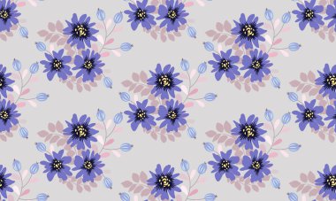 Antika halk çiçekleriyle kusursuz bitki deseni. Pejmürde şık millefleurlar. Tekstil, duvar kağıdı, kapaklar için çiçek arkaplanı, yüzey, baskı, paket, kupür defteri, dekupaj.