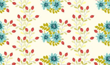 Antika halk çiçekleriyle kusursuz bitki deseni. Pejmürde şık millefleurlar. Tekstil, duvar kağıdı, kapaklar için çiçek arkaplanı, yüzey, baskı, paket, kupür defteri, dekupaj.