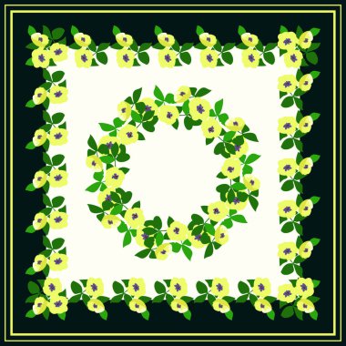  Fular çiçek desenli. Bandana, pareo, yastık, ev yapımı tekstil. Şal izi, tekstil için tropikal arkaplan