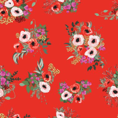 Kusursuz, narin gelincik çiçeği deseni. Yaz çiçekleri. Tekstil ya da kitap kapakları ve imalat için çiçek köşegenleri kusursuz arka plan,