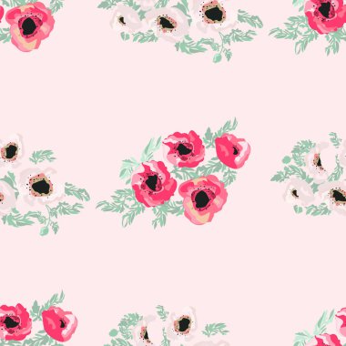 Küçük güzel çiçeklerdeki kusursuz desen. Haşhaş buketleri. Normal millefleur siparişi. Tekstil, duvar kâğıdı, desen dolguları, kapaklar, yüzey, baskı, paket, hatıra defteri, dekupaj.
