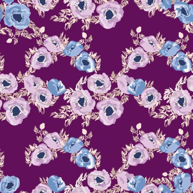 Küçük güzel çiçeklerdeki kusursuz desen. Haşhaş buketleri. Normal millefleur siparişi. Tekstil, duvar kâğıdı, desen dolguları, kapaklar, yüzey, baskı, paket, hatıra defteri, dekupaj.