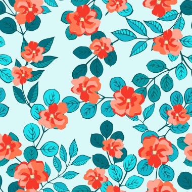 Küçük çaplı çiçeklerdeki basit şirin desenler. Sefil şık Millefleur 'lar. Tekstil veya kitap kapakları, imalat, duvar kağıtları, baskı, hediye paketi ve yapıştırma kitabı için çiçeksiz arka plan.