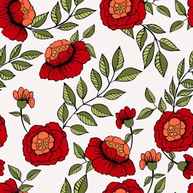 Köpek gülü çiçekleri ve taze dallardan elde çizilmiş vektör deseni. Tekstil ya da kitap kapakları, imalat, duvar kağıtları, baskı, hediye paketi ve yapıştırma kitabı için klasik arka plan.